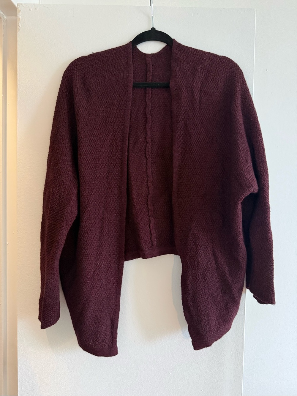 Italian Burgundy Wool Cardigan Sweater; Small